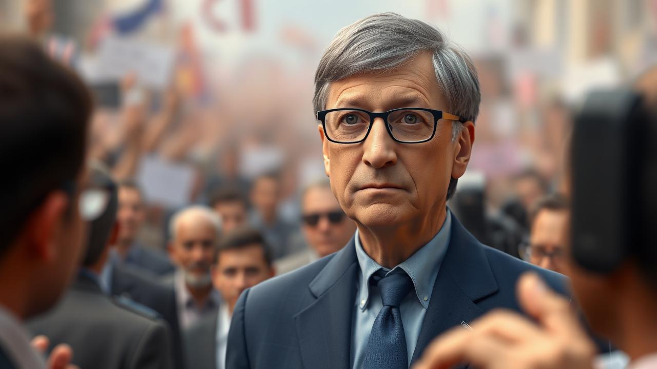 Bill Gates đứng vững giữa mớ hỗn độn, ánh mắt kiên định nhìn về phía trước.